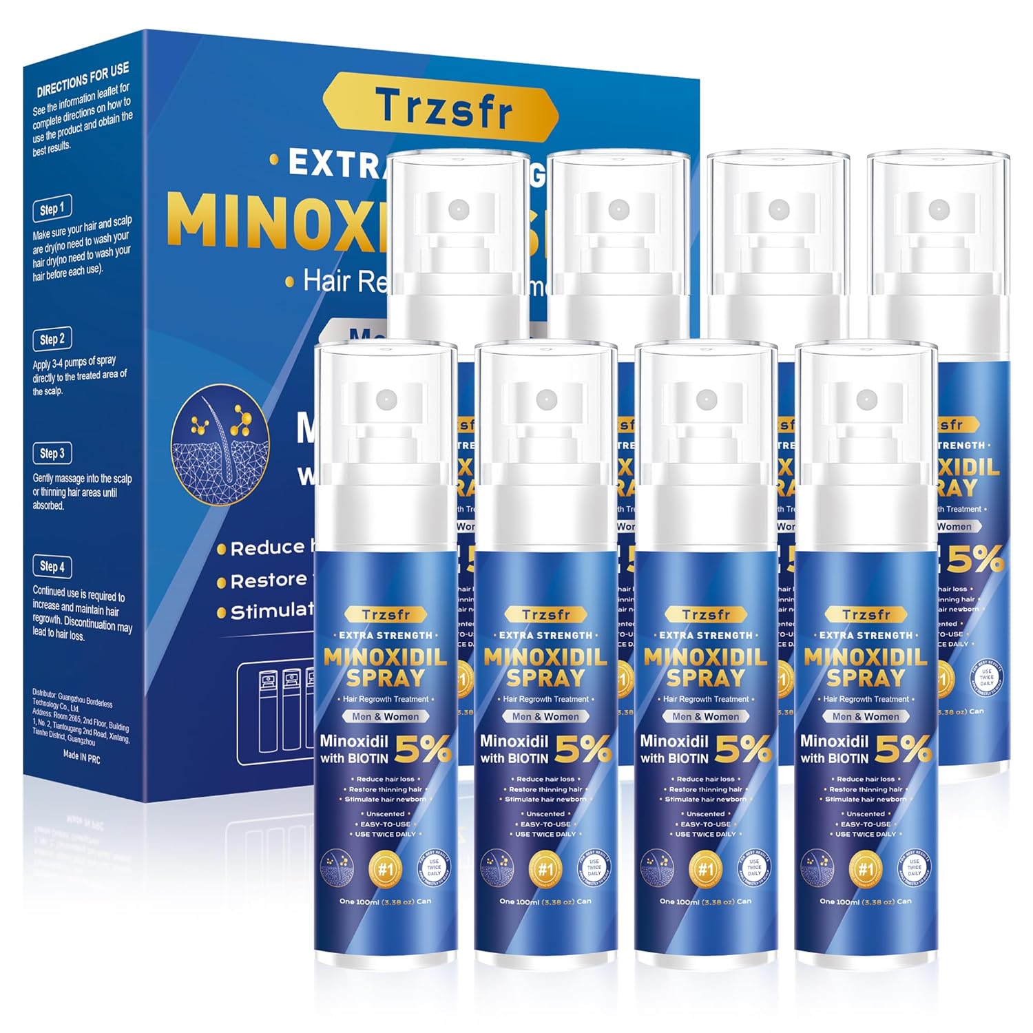 5% Minoxidil Spray for Men & Women - Extra Strength Hair Growth