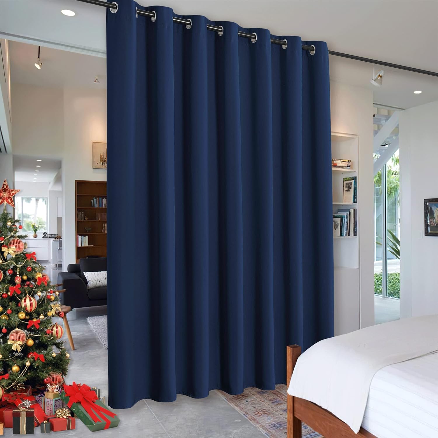 RYB HOME Privacy Curtain for Sliding Glass Door, Navy 100x96