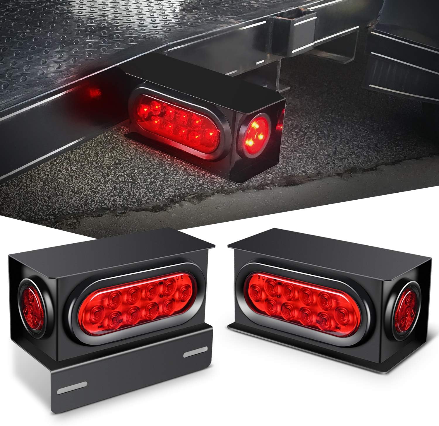 Nilight Steel Trailer Light Boxes Kit with LED Tail and Marker Lights