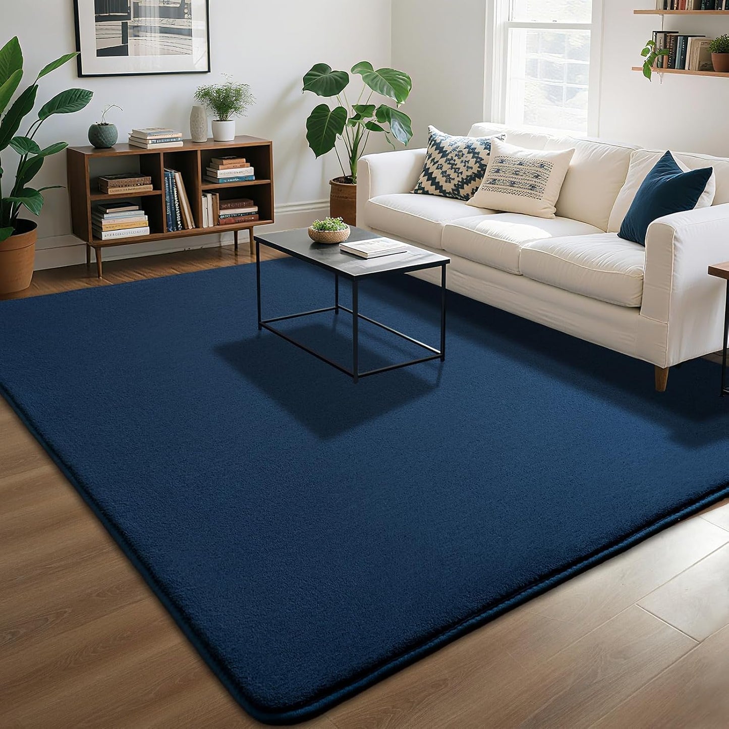 HOMORE Navy Blue Rug for Living Room 5x7 Feet Soft Shag Rug