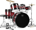 Full Size Adult Drum Set 5-Piece with Cymbals and Stool - Dark Cherry
