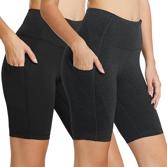 BALEAF Women's High Waist Biker Shorts for Yoga and Running