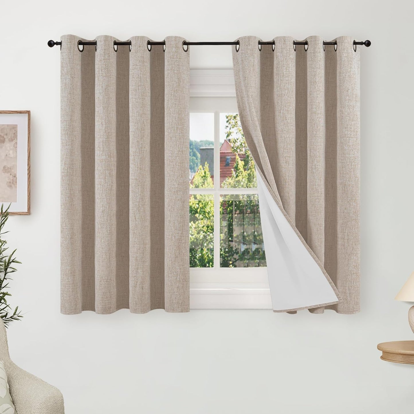 Short Linen Blackout Curtains for Total Light Blocking Comfort