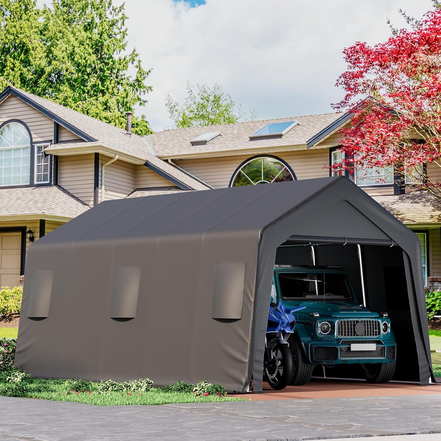 Heavy Duty Carport 13 x 20 FT with All-Steel Metal Frame