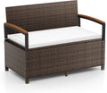 Outdoor Storage Bench with Cushion and Backrest - 46 Gallon Seat