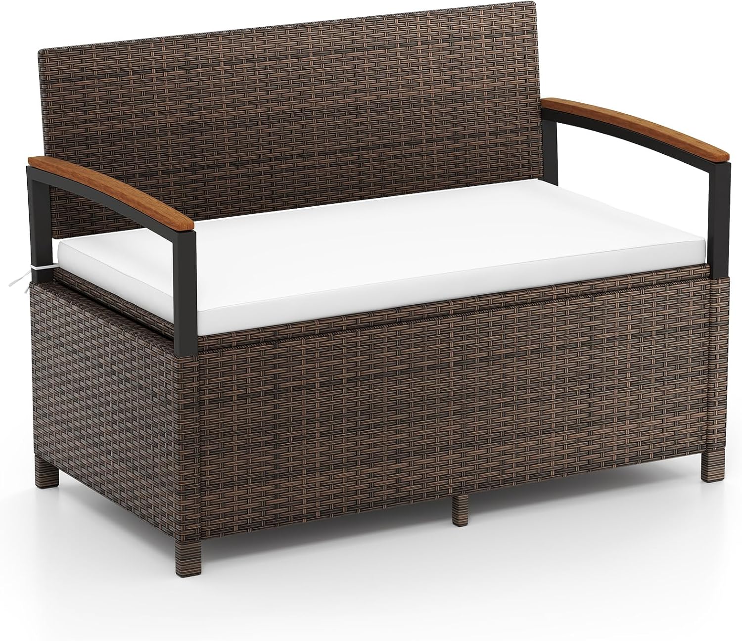 Tangkula 46 Gallon Outdoor Storage Bench with Cushion & Backrest