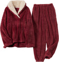 Womens Fluffy Pajamas Set Fleece Pullover Pants Oversized Plush