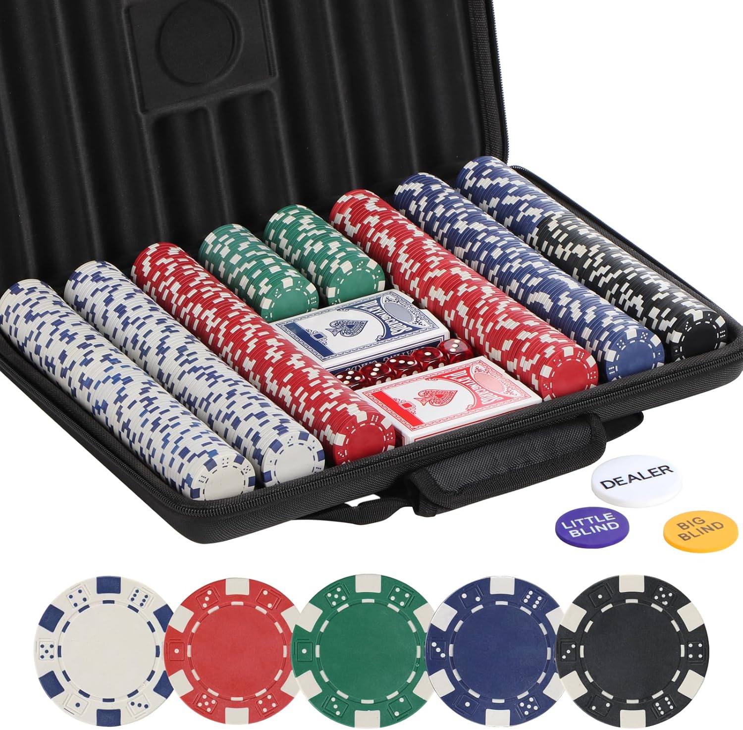 Poker Chips Set for Texas Hold'em and Blackjack Games Fun