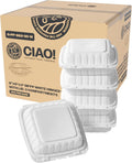 CIAO! 8in x 8in x 3in MFPP 3-Compartment Hinged Container - Sturdy