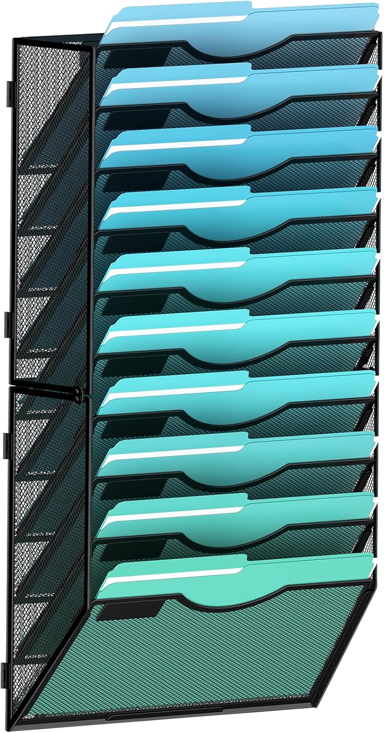10-Tier Wall File Organizer for Office and Home Organization