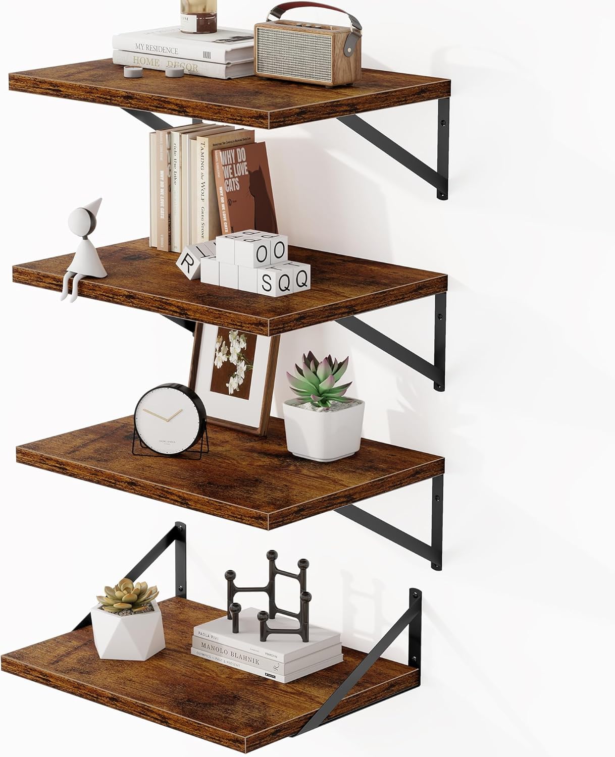 Heimlove 12 Inch Deep Floating Shelves for Wall - Set of 4