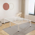 ROIL 14 in White Twin Size Bed Frame - Heavy Duty Platform Bed