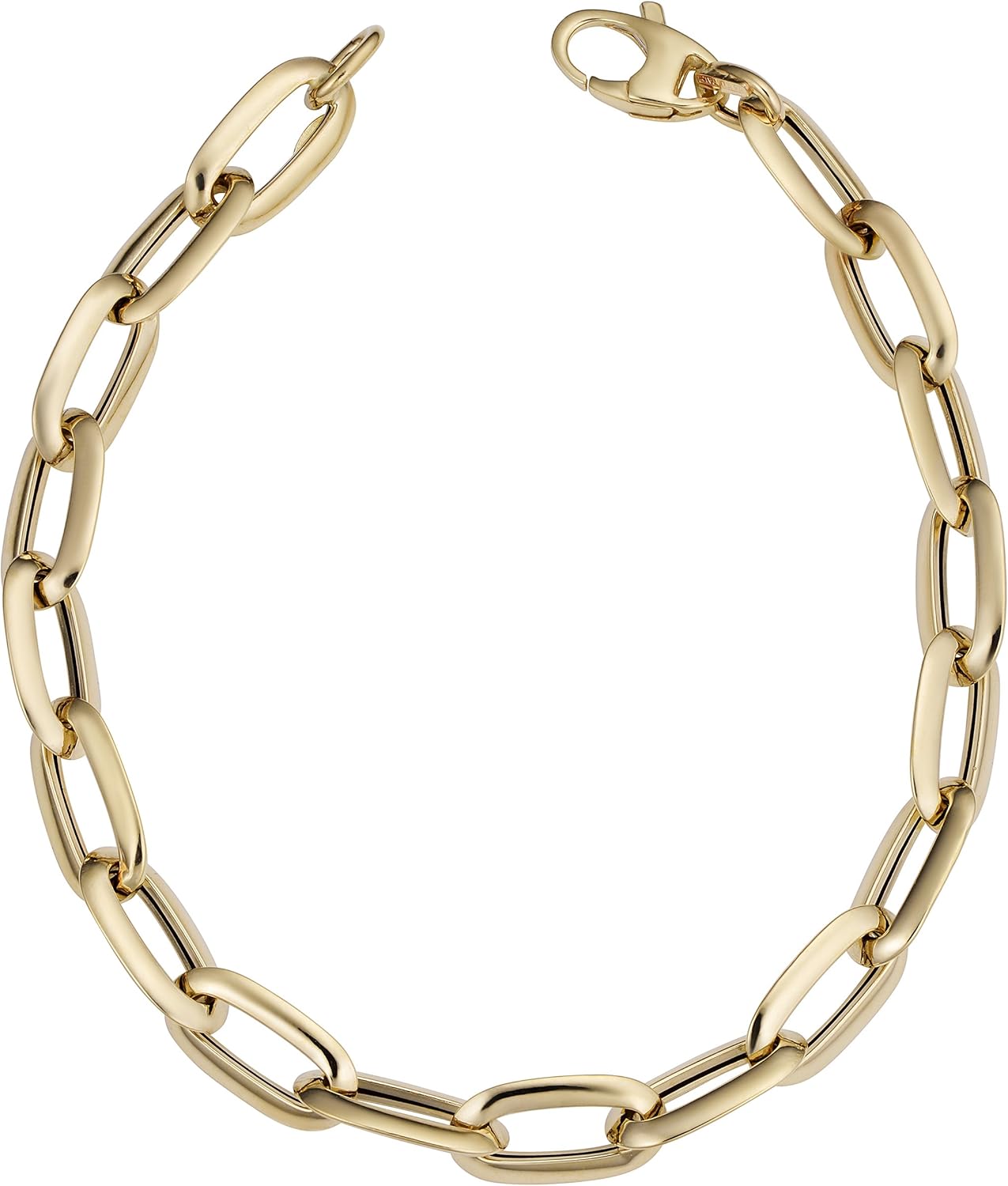 Kooljewelry 14k Yellow Gold 7 mm Fancy Oval Link Bracelet