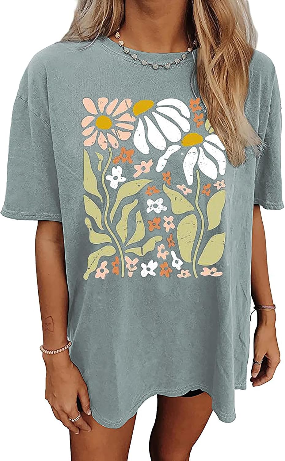Flower Graphic Oversized Tee: Nashville Music Vibes