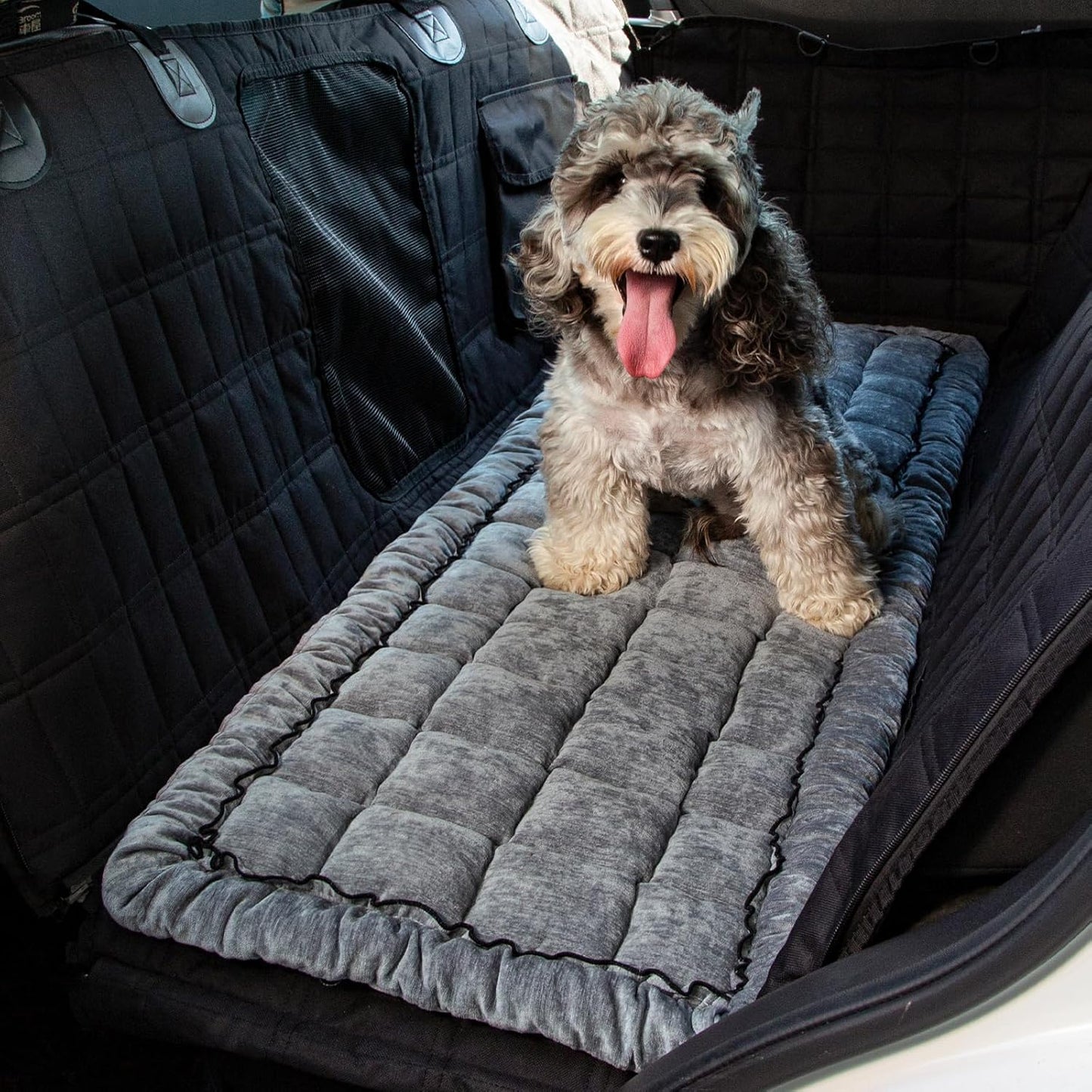 Large Dog Bed for Car Travel, Washable Non-Slip Mat Grey