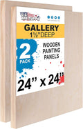 Unfinished Cradled Wood Panels for Painting - 24x24 in 2 Pack