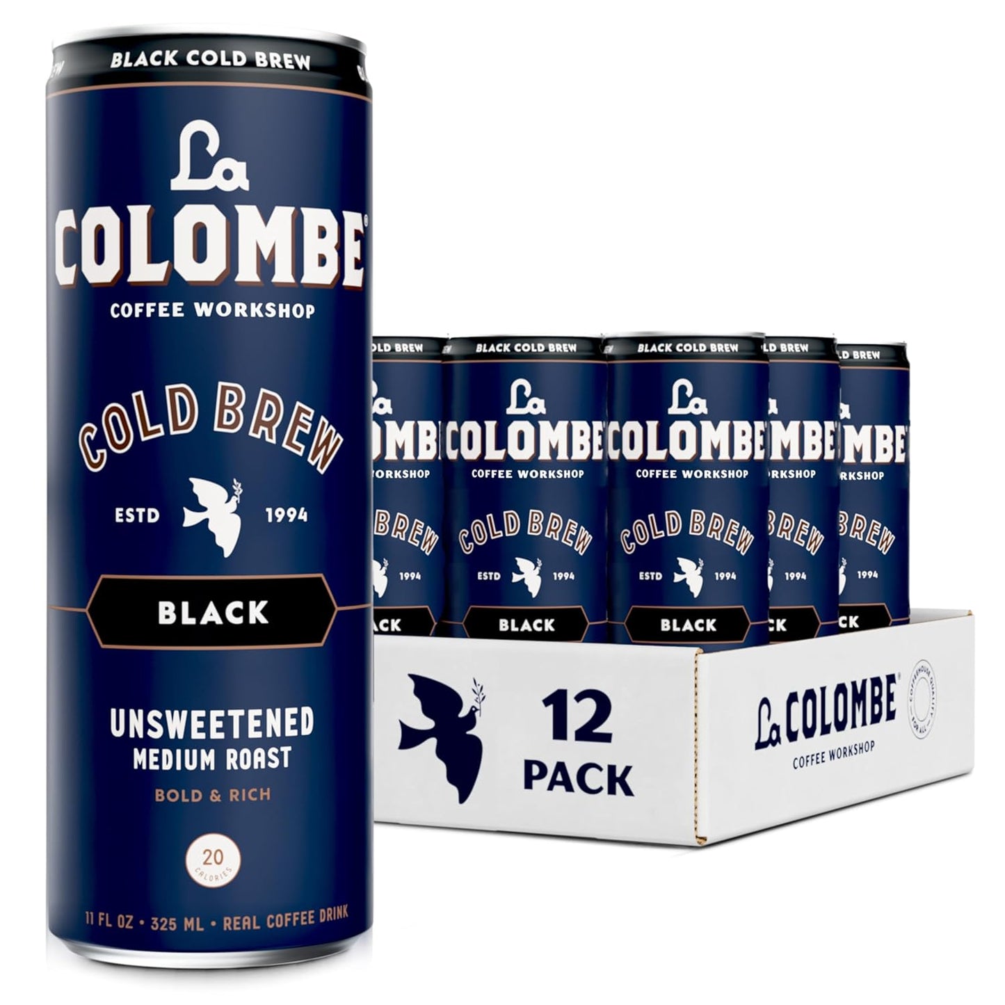 La Colombe Cold Brew Black Coffee, Unsweetened, 11 fl oz Cans