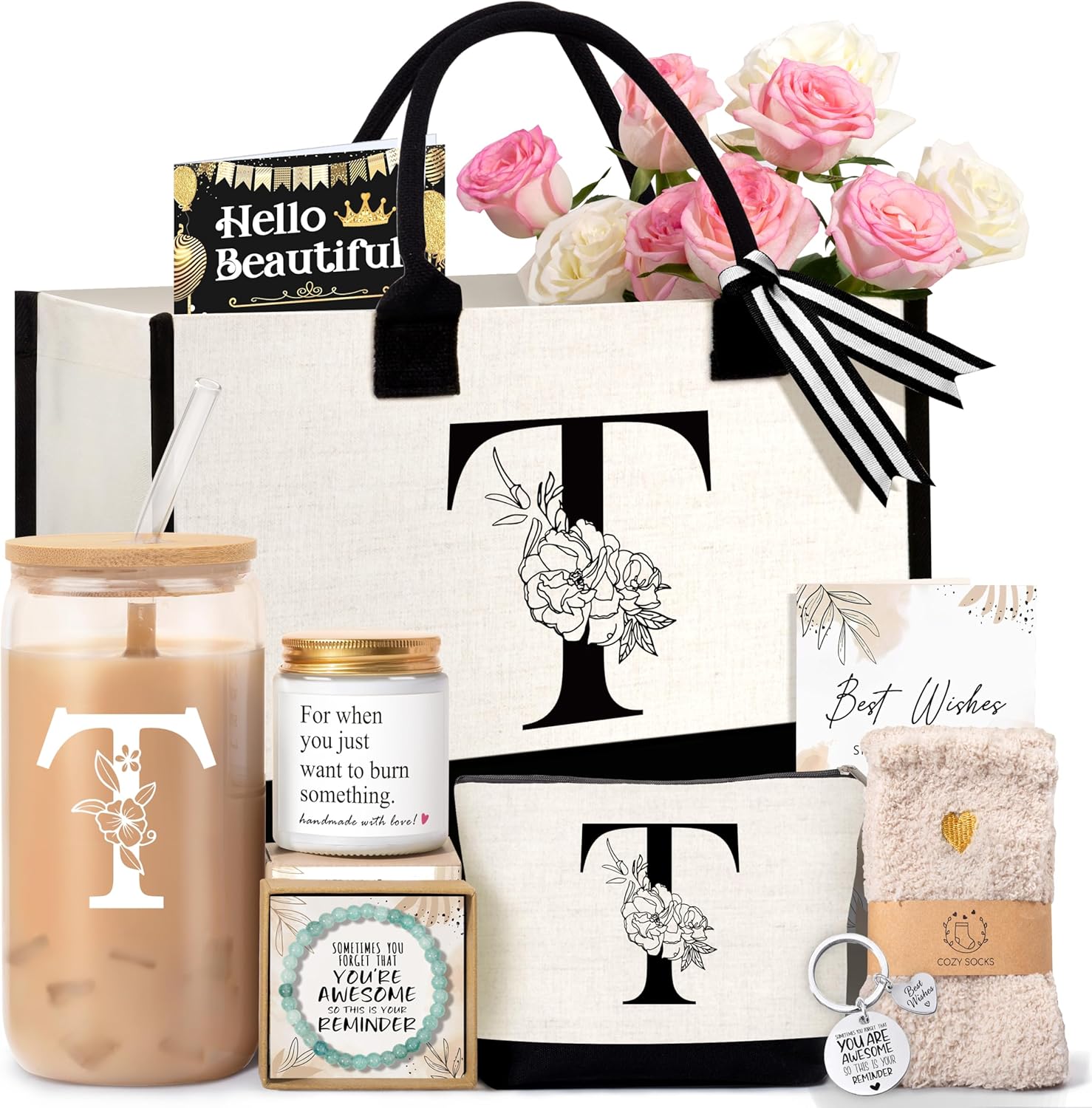 Personalized Birthday Gifts for Women - Monogrammed Tote Set