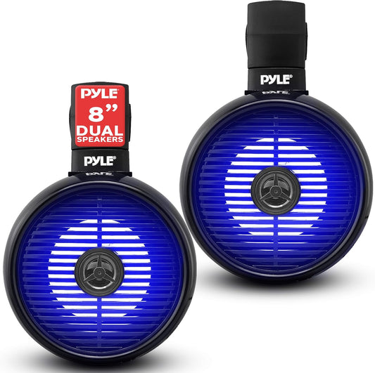 Pyle 8 Marine Waterproof Speaker with LED Lights