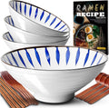 1000ml Ceramic Ramen Bowl Set of 4 with Utensils - 17-Piece