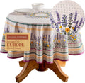 Round Cotton Tablecloth 63 in - Elegant Fanny Lavender