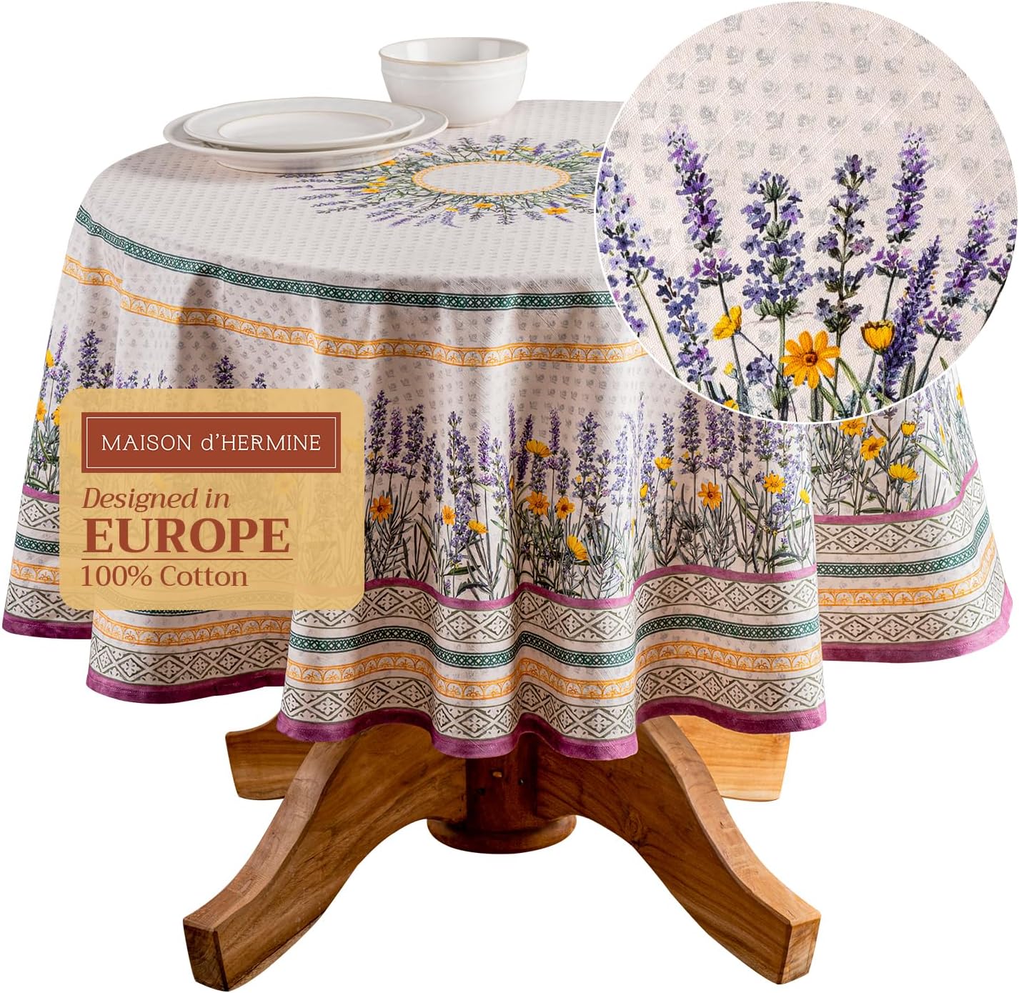 Elegant 63 Inch Round Tablecloth for Dining Room and Parties