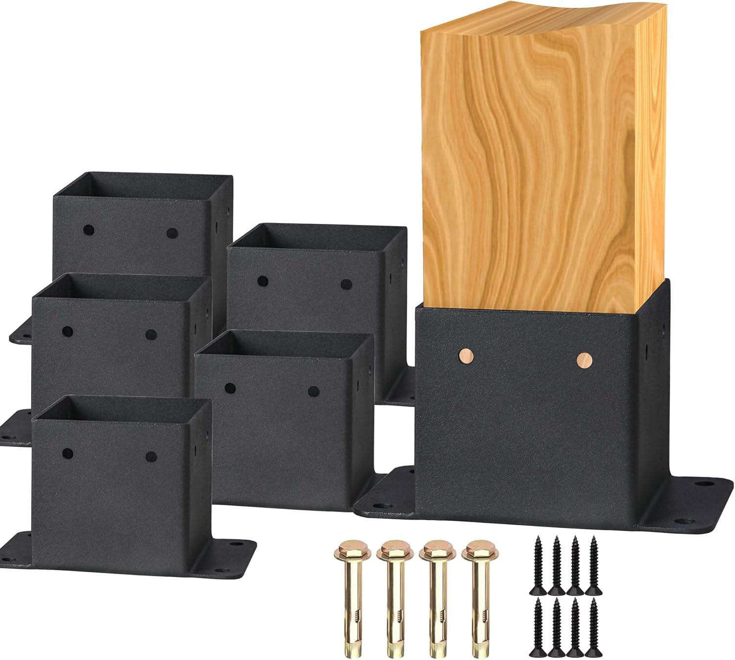 6 Pcs 4x4 Post Base Brackets for Heavy Duty Deck Support