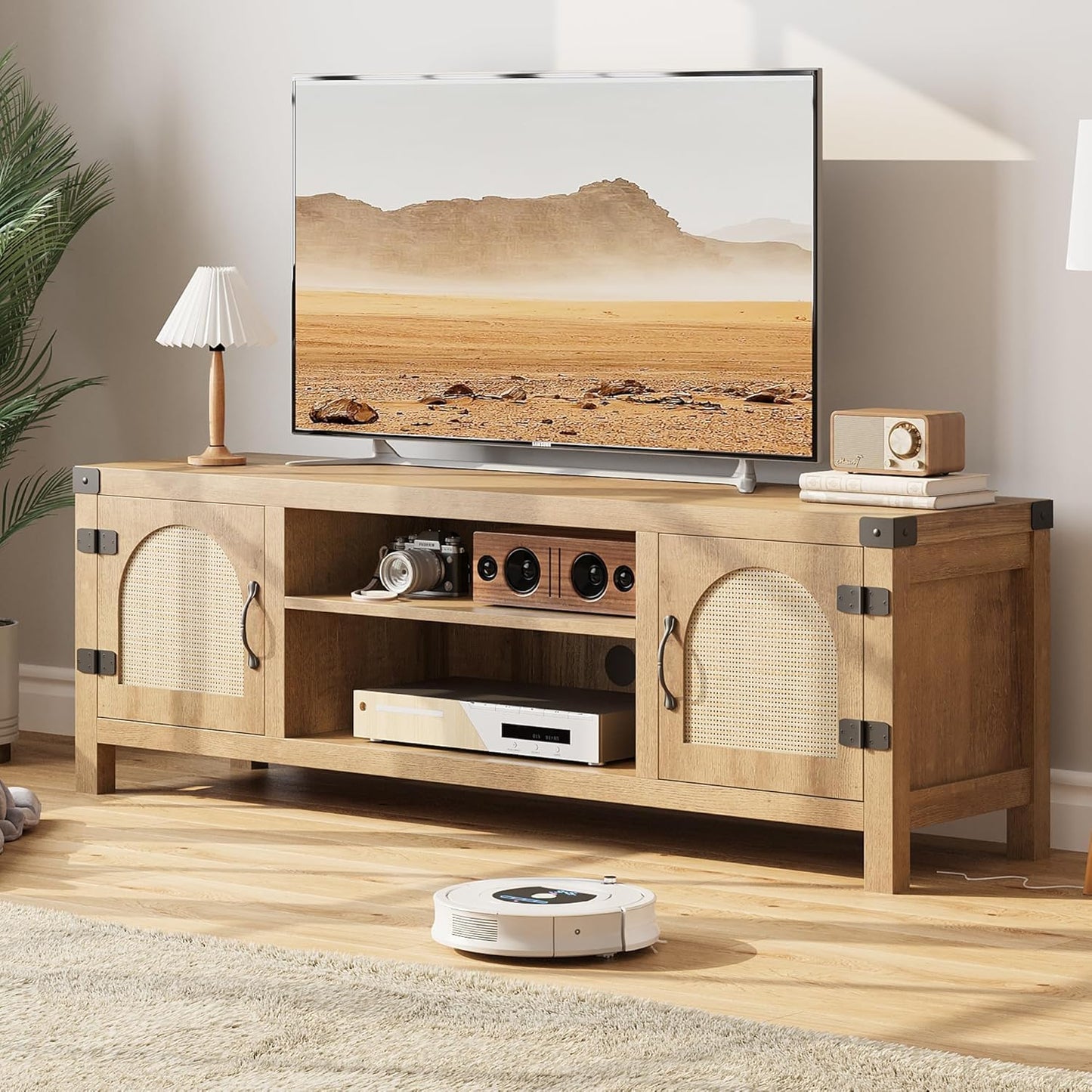 Boho Rattan TV Stand: Stylish Storage Solution
