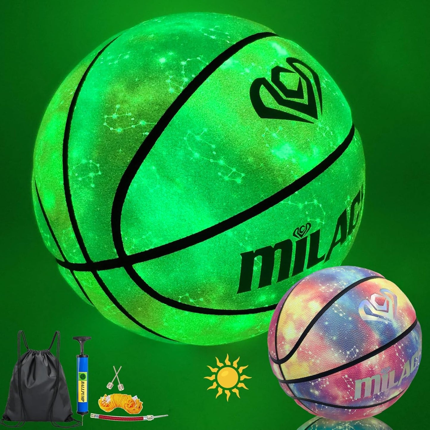 Glow in The Dark Basketball for Night Play - Size 7 & More