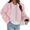PRETTYGARDEN Womens Fluffy Cropped Faux Fur Jacket - Cozy Style