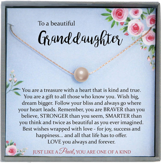 Be Wished Granddaughter Gift: Goldfilled Pearl Necklace & Card