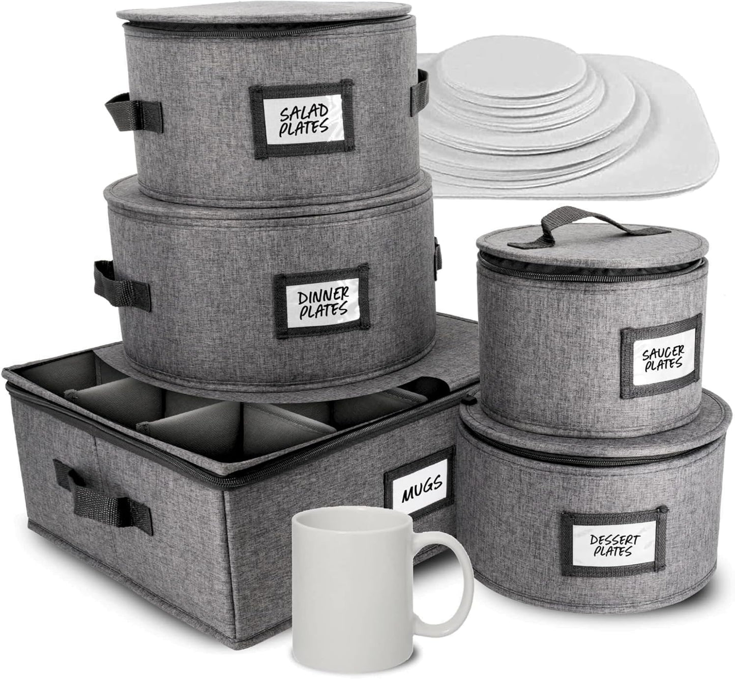 Durable 5-Piece Hard Shell China Storage Containers for Dinnerware