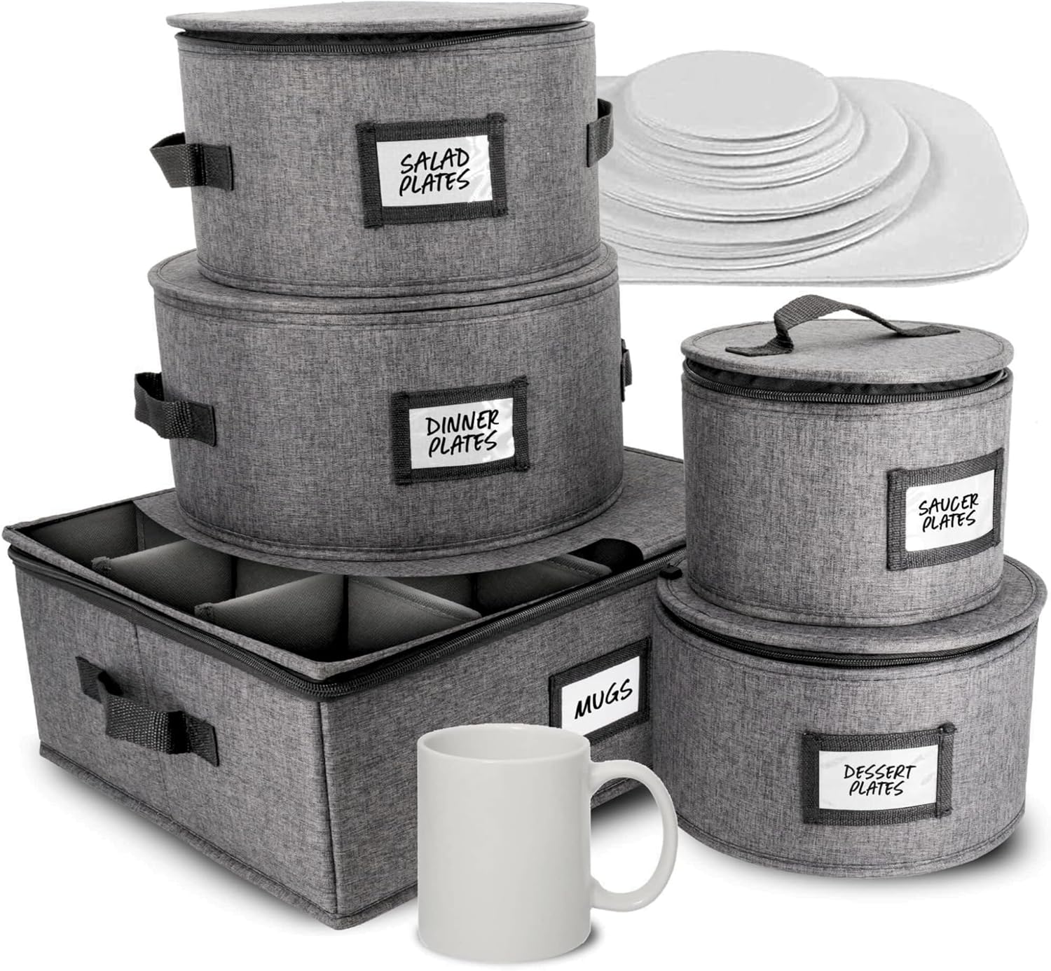 Durable 5-Piece Hard Shell China Storage Containers for Dinnerware