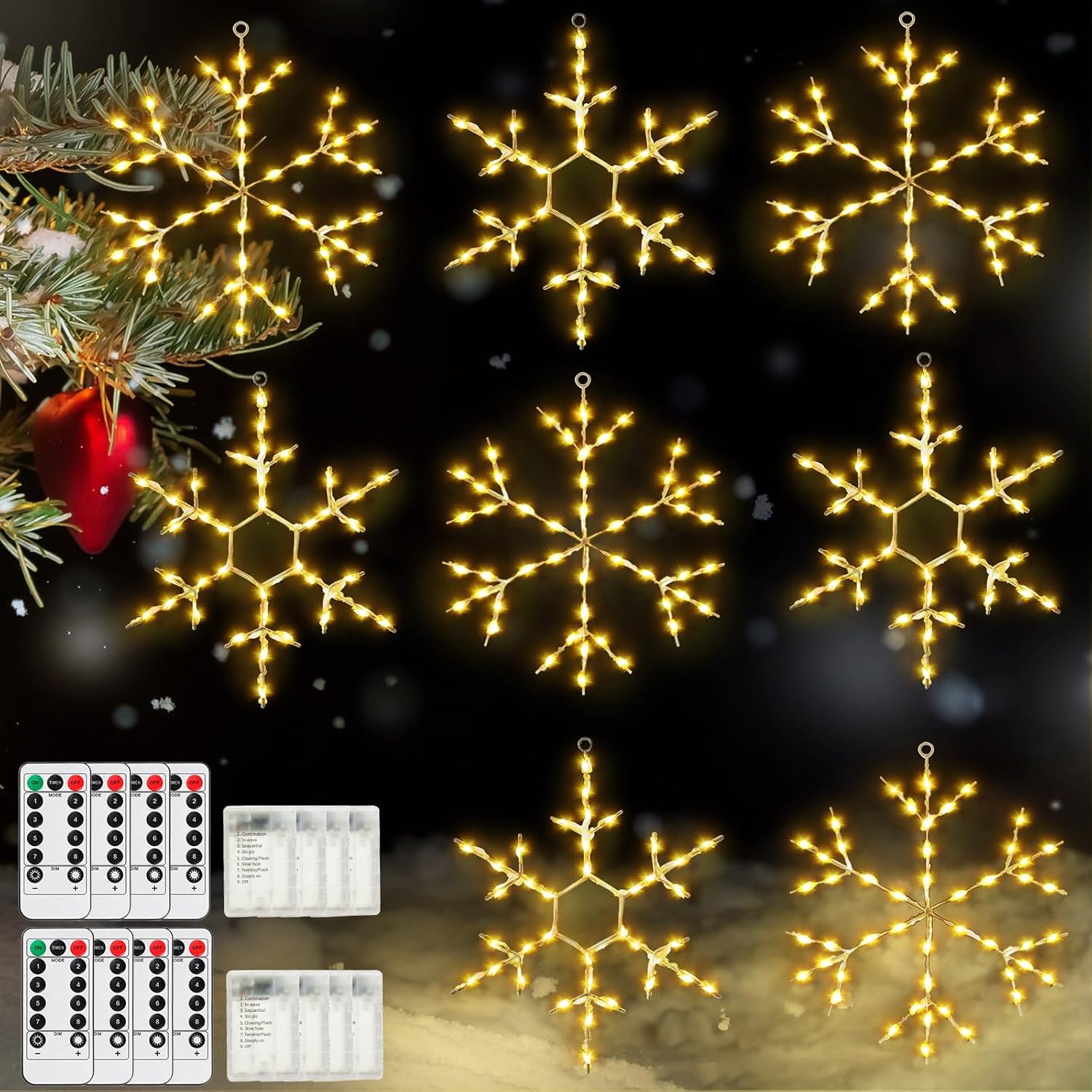 Tuanse 8 Pcs Christmas Silhouette Window Lights for Festive Decor