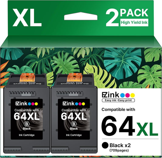 E-Z Ink 64XL Black Ink Cartridge Remanufactured for HP Printers
