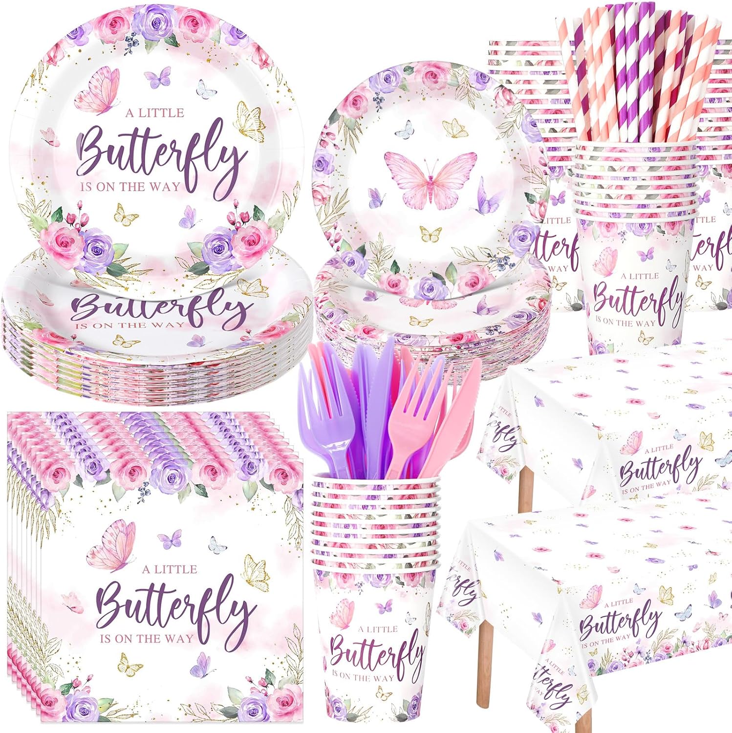 452 Pcs Butterfly Baby Shower Party Supplies for Spring Events