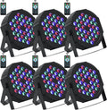 36 LED RGB Par Lights 6-Pack Stage Uplights - DMX & Sound Activated
