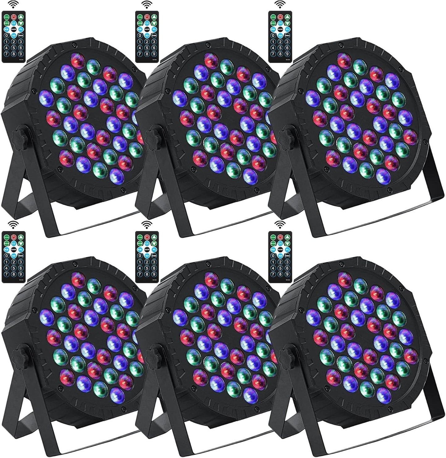 6 Pcs 36 LED Stage Lights for Events with Remote Control