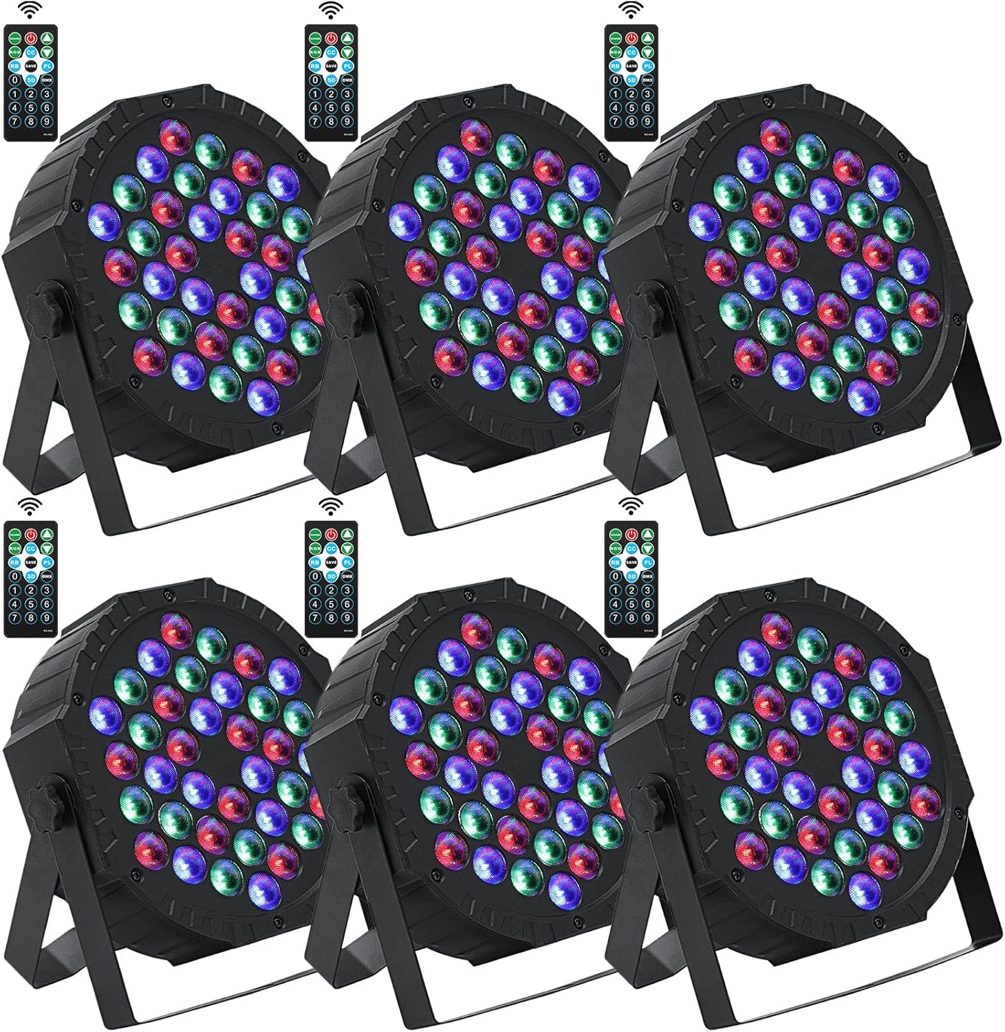 6 Pcs 36 LED Stage Lights for Events with Remote Control