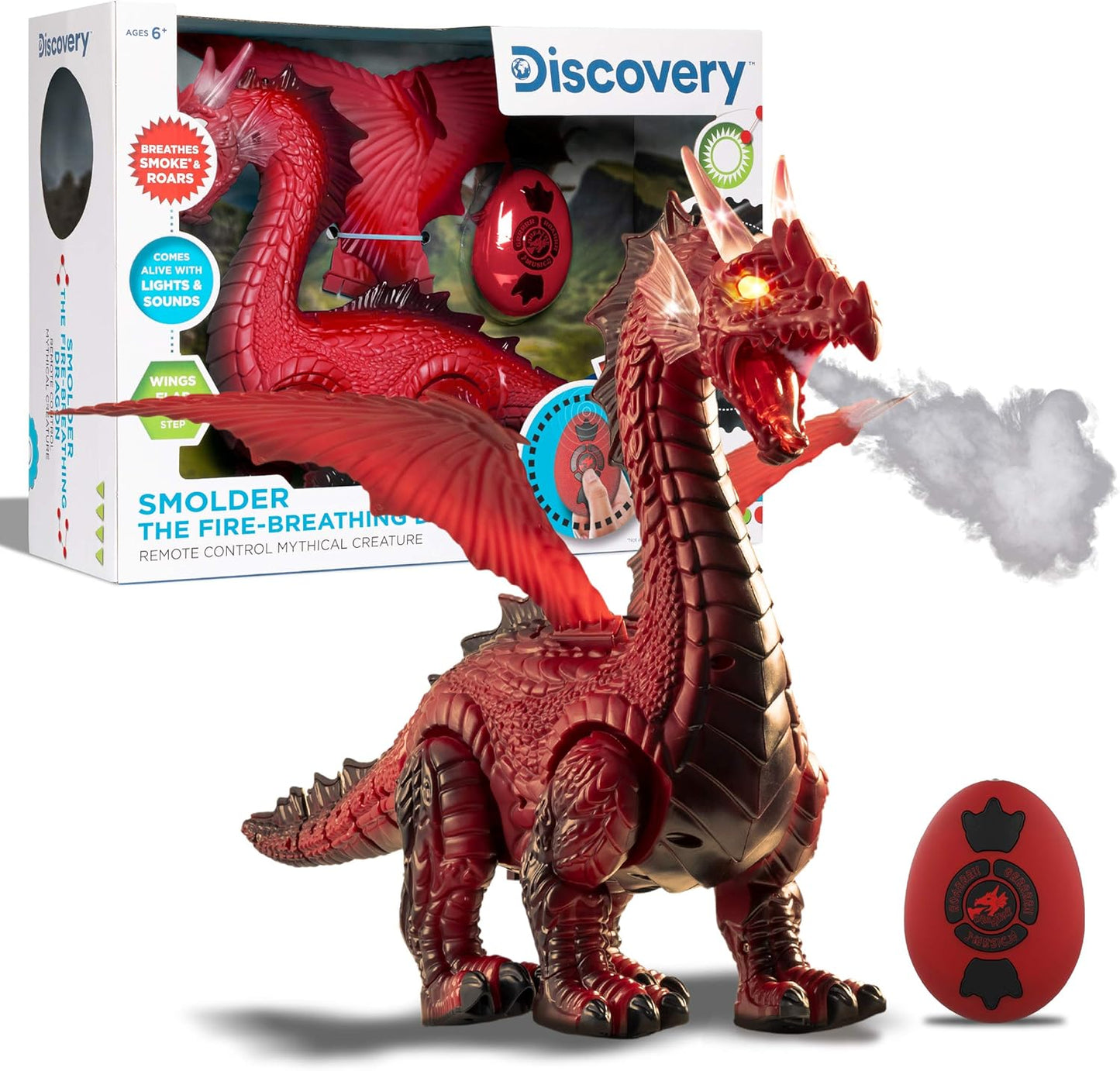 Fire-Breathing RC Dragon Toy with Smoke Breath and Sounds