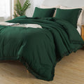 Andency Dark Emerald Green Comforter Set King Size - Boho Tassel