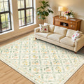 6x9 Area Rug Floral Washable Vintage Soft Low Pile - Non-Slip