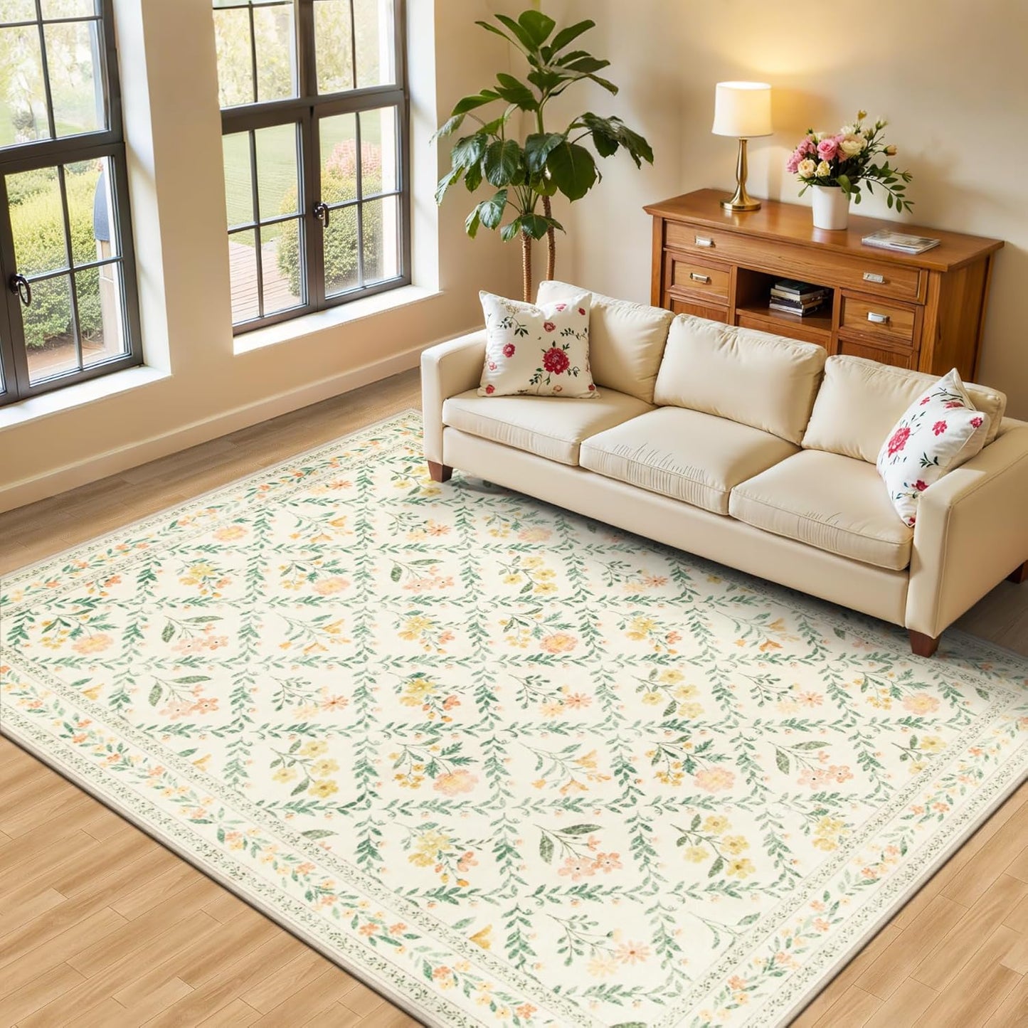 Elegant Floral 6x9 Area Rugs for Living Room and Bedroom