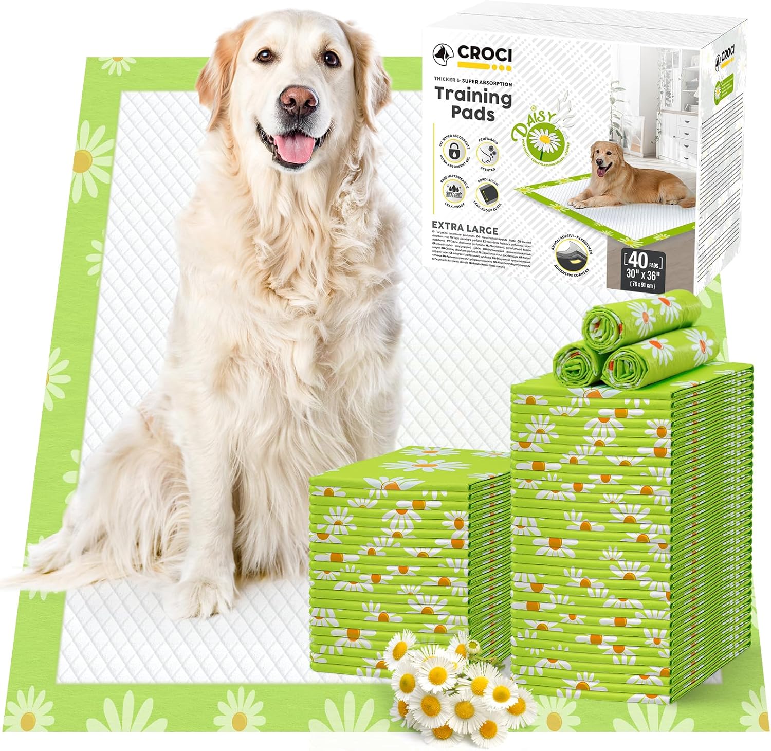 CROCI Pee Pads for Dogs 30x36in Super Absorbent Training Pads