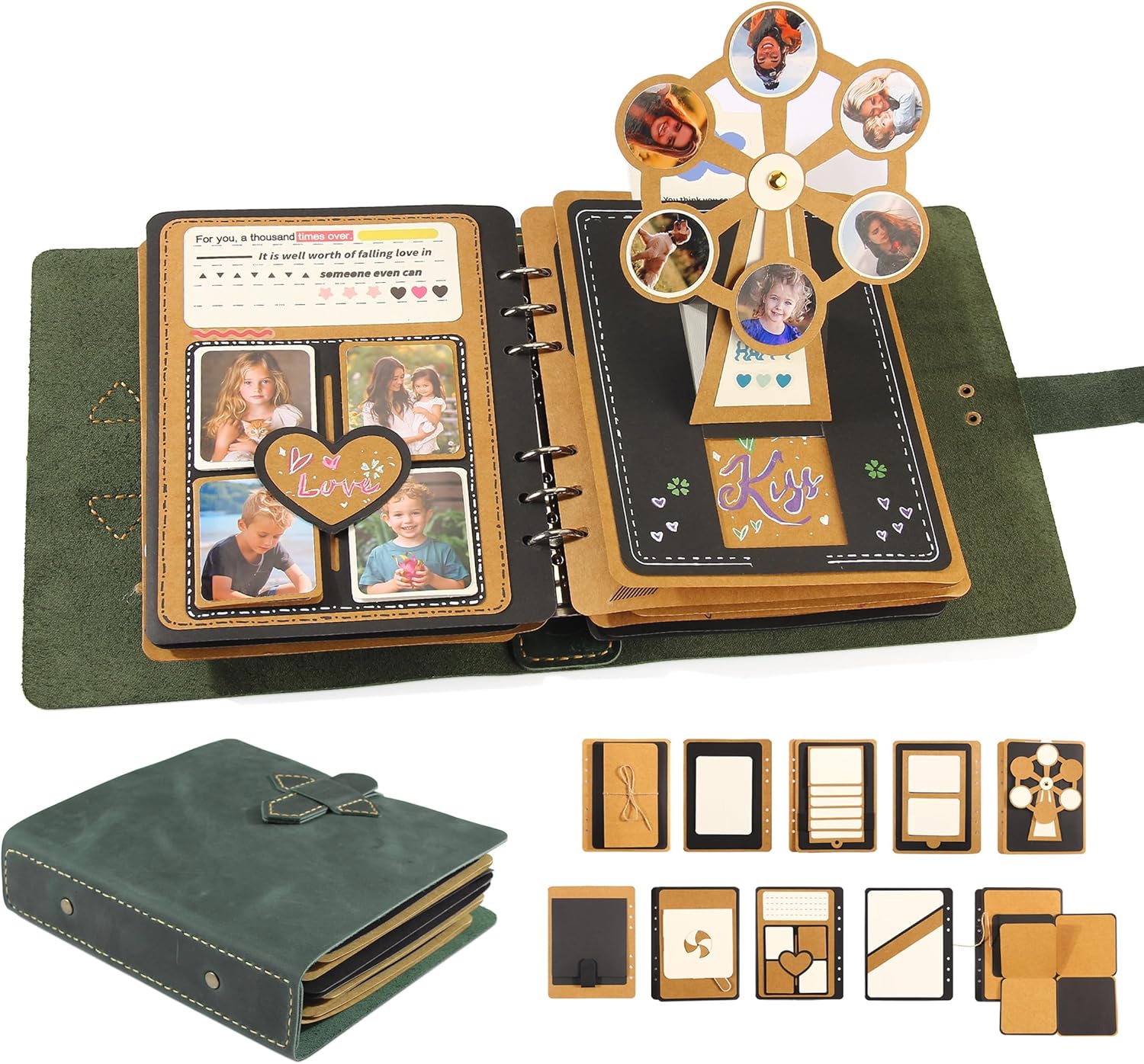 Handmade Genuine Leather Scrapbook Photo Album for Memories