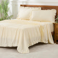 Gingham King Sheet Set Yellow Plaid with Ruffle - Lightweight Soft