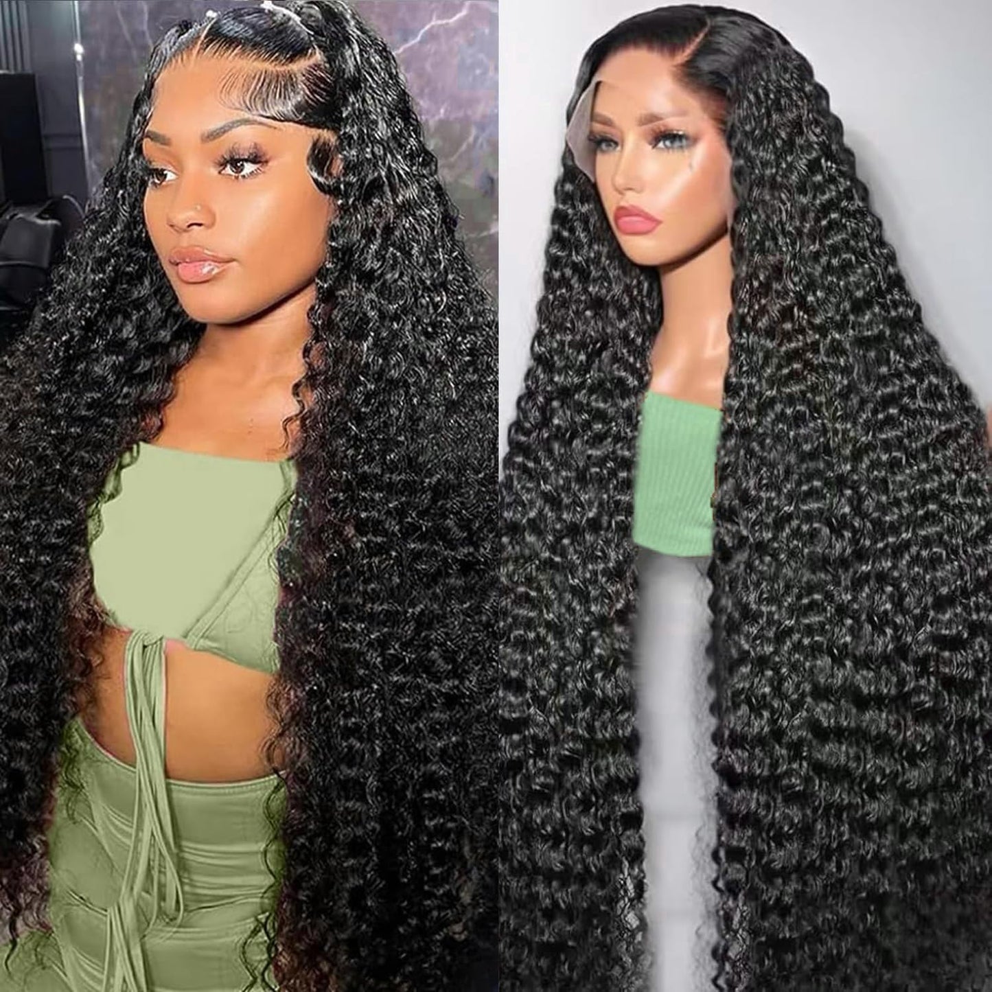 30 Inch Deep Wave Lace Front Wig Human Hair for Black Women