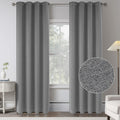 Dove Grey Linen 100% Blackout Curtains 84 in Length 2 Panels - Thermal