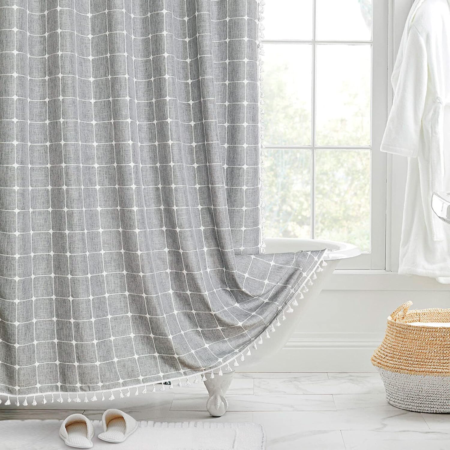 MitoVilla Boho Farmhouse Shower Curtain Set for Chic Decor