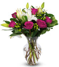 Benchmark Bouquets Pink Elegance Bouquet with Glass Vase - Timeless
